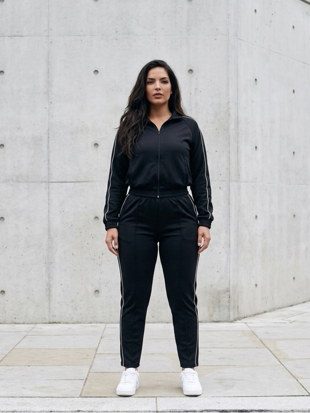 Zara Black Elastic-Waist Pants with Subtle White Label